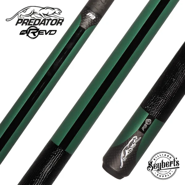 Predator P3 Matte Metallic Green Pool Cue With Black Lizard Wrap - P3GRNUC-LWBKLZ